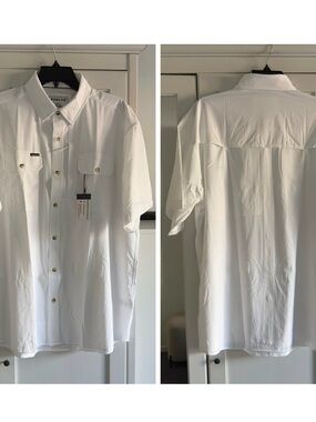 Poncho The Salty Dog Short Sleeve Shirt in White Men's Size Large Regular Fit